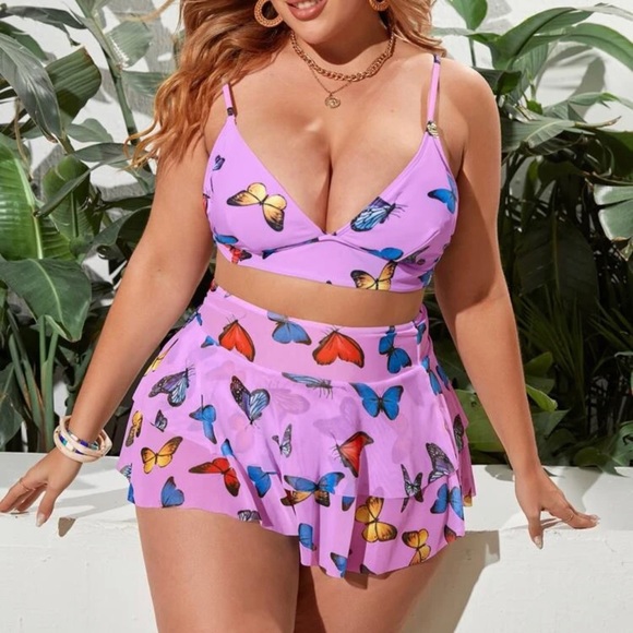 Butterfly Bikini Swimsuit With Beach Skirt - Picture 1 of 5